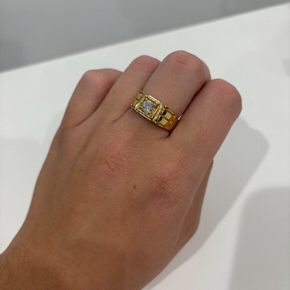 Men's Ring with Cubic Zirconia stone - size 9 - Picture 2 of 4